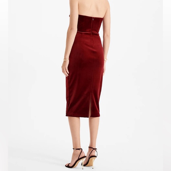 Velvet Sweetheart Neckline Strapless Midi Sheath Dress - Picture 3 of 11